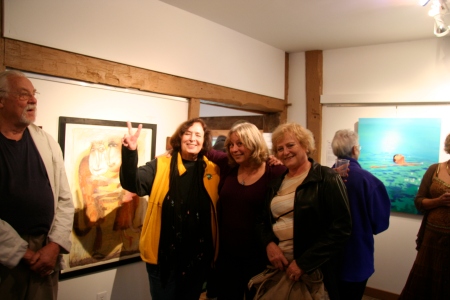 Opening, me with guests, and Tom, the gallery owner